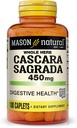MASON NATURAL Cascara Sagrada 450 mg의 정상적인 소화 기능 지원을 위한 초본 보충교재, 100개의 모자
