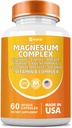 마그네슘 복잡한 보충교재, Clycinate 141mg 산화물 228mg malate 58.5mg 구연산염 Orotate Glycina Taurate 염화물 Aspartate Gluconate 비타민 B를 가진 62.4mg, 무기물은 60의 캡슐을 보충합니다