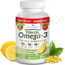 제일 세 배 힘 Omega 3 물고기 기름 알약 - 180의 캡슐 - 2400mg 높은 힘 Burpless 레몬 풍미 864mg EPA 576mg DHA 뇌 합동 눈 심장 건강 보충교재를 위한 매우 순수한 액체 Softgels