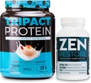 Nutrology TRIPACT Protein Powder, 7-in-1 식사 교체 Shake, Vanilla Latte Cinnamon 맛 (20 서빙) Zen 천연 마그네슘 보충 (30 서빙)