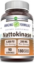 놀랄만한 수식 Nattokinase 규정식 보충교재 100 mg Veggie 캡슐 보충교재 | 2000 FU 효소 활동 | Non-GMO | 글루텐 무료 | 미국에서 제작 (180 개)