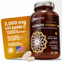 OmniBiotics Ultimate Vitamin C Supplement 2000mg - 아연, Elderberry Extract 및 D3 - 높은 Potency Immune 지원 및 Collagen 부스터 - 120 Vegan 정제
