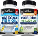 세 배 힘 Omega 3 물고기 기름 Softgels (2 달 공급) 플러스 40 억 CFU 매일 Probiotic 보충교재 (2 달 공급)