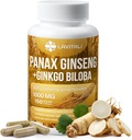 Ginseng & Ginkgo Biloba 150 Veggie 캡슐, Ginkgo Biloba 추출물, 100 % 천연 및 비 GMO, Vegan, 글루텐 무료, 유제품 무료