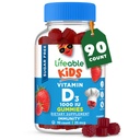 Lifeable Sugar Free Vitamin D for Kids 1000 IU – 훌륭한 타스팅 자연 풍미 거미 보충 – 글루텐 무료 채식 식 chewable – 강한 건강한 뼈, 어린이를위한, 십대, 유아, 90 구미