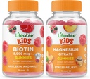 Lifeable Biotin Kids + Magnesium Citrate Kids, Gummies Bundle - 훌륭한 타스팅, 비타민 보충, 글루텐 무료, GMO 무료, Chewable Gummy