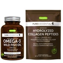 높은 흡수 Omega-3 야생 물고기 기름 1360mg & 진보된 가수분해된 교원질 펩티드 뭉치, 1000mg EPA & Astaxanthin를 가진 DHA & 100% 잔디에 의하여 먹인 둔 둔감한 교원질 단백질 분말, Igennus에 의하여