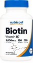 Nutricost Biotin (5,000mcg) 150 Softgels - 비타민 B7 - 글루텐 무료, 비 GMO