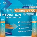 HydroMATE Electrolytes Powder with low Sugar - 16 즉시 Hydration Packets with Vitamin C Orange to Boost Energy - Low Sugar Electrolytes Powder Packets to Support Hydration for Fast Party Recovery