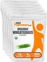 BulkSupplements.com 유기 Wheatgrass 분말 - 유기 슈퍼 그린 분말, 슈퍼 푸드 보충 - Vegan & 글루텐 무료, 봉사 당 1.5g, 1kg (2.2 파운드) (팩 5)
