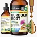 BIO KRAUTER Burdock Root Tincture - 산화 방지제 지원 액체 보충 - Burdock Root Extract - 알코올 및 설탕 무료 - Vegan Drops 4 Fl.Oz.