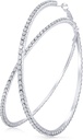 큰 Rhinestone Hoop 귀걸이 빛나는 크리스탈 Rhinestone Dangle 큰 Hoop 귀걸이 여성 결혼식 Favor, 80 mm
