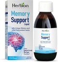 HERBION Naturals Memory Support Liquid - 뇌 기능 개선 및 애정성 심화, Ginkgo Biloba, 성인 및 12 년 이상 어린이가있는 건강한 무드 레벨 유지, 5 fl oz, 150 ml