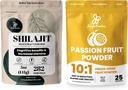 정글 파우더 프리미엄 듀오 : 5oz Raw Shilajit & 3.5oz Passion Fruit Powder - Men's Energy Support, Immune Boost, 바이킹, 스무디, 첨가제 무료 추출물을위한 냉동 건조 된 열정 과일 분말