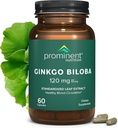 Prominent 영양 Ginkgo Biloba 120mg - Ginkgo Biloba 잎 추출물, 초본 보충 교재 지원 기억 & Focus- Vegan, Non-GMO, 글루텐 자유로운, Soy-Free, 60 일 공급 - 1 팩