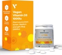 Chewable 비타민 D3 정제 - 고강도 62.5μg 2,500IU 비타민 D3 Cholecalciferol - Vegan Gluten 무료 VIT D3 비타민 보충제 (60Ct)