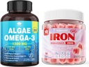 Vegan 철 Gummies & 식물 기초 조류 오메가 3 1200mg 보충교재