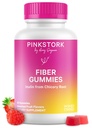 여성을 위한 분홍색 Stork Prenatal 섬유 Gummies - Chicory 뿌리에서 3g Prebiotic Inulin - 변비를 위한 자연적인 임신 & Postpartum 발판 Softeners & 소화 건강 - 60 Vegan 섬유 Chews