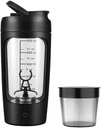 부드러운 블렌드를 위한 전기 휴대용 단백질 셰이커 병 | w/FREE PROTEIN POWDER CUP | Tritan – BPA Free | 650 ml | 충전식 | GYM & Sports Enthusiast. (블랙)