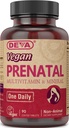 DEVA Vegan Prenatal Multivitamin 및 광물 보충 - 한 번 당 일 공식 - 비타민 A, C, D, E, K, B Complex, Folate & Chelated Iron - 90 코팅 정제, 1 팩