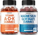 ADK Gummies 비타민 D3 K2 (60 조사) 보충 D & K-10 Vegan 보충 라즈베리 맛 - 마그네슘 글리세라이드 (60 조사) - 성인을 위한 글리세라이드 Gummies - 비 GMO, Vegan & 미국에서 만드는