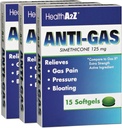 HealthA2Z® 가스 구호 Simethicone | 125mg | Stomach Discomfort and Gas의 구호 | Anti Flatulence | 가스가 빠르고 부유 (15 개)