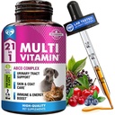 Cat & Dog Multivitamin Liquid with Glucosamine & Cranberry | 15 in 1 Health Supplements for Urinary Tract Kidney, Bladder, Hip & Joint, Skin & Coat | 자연적인 UTI 의학 Made in USA (60 ml)