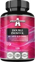 APOLLO의 두 배 Inositol 120 Vegan 캡슐 - Myo-Inositol + D-Chiro-inositol Optimal 40:1 비율 - 캡슐 당 615 mg - 4 달 공급 - 비타민 B8 보충교재