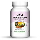 Maxi Health Biotin 5000 mcg - 머리 피부와 손톱 여성 & 남성을위한 비타민 - 머리 성장, 강한 손톱 및 건강한 피부를위한 높은 효능 비타민 B7 보충 - Kosher, 의사 공식화 - 120 캡슐