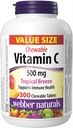 Webber Naturals 비타민 C, 300 Chewable Tropical Breeze 맛 정제, 정제 당 비타민 C의 500 mg, 뼈, 치아, 면역성 및 산화 방지제 지원, 비 GMO, 낙농장 및 글루텐 무료