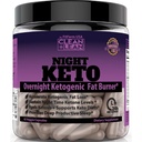 Clean+Lean Night Keto : 첫날밤 Ketogenic Fat Burner & Sleep Aid | BHB Ketones + MCT 오일 추출 + 비타민 & 미네랄 | 24 HR Diet Sleep Great Lose Weight | 모든 자연 & GF | 60 캡