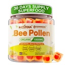 비 오염 유기 1000mg, w/Propolis, Royal Jelly, Sugar Free Bee Pollen Gummies Rich in B-Vitamin, 항 산화제, 아미노산, 에너지, 피부 및 면역 (1 팩) 용 꿀벌 오염 보충