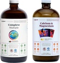 LIQUIDHEALTH는 성인을 위한 다수 Multivitamin & 칼슘 및 마그네슘 액체 비타민 뭉치를 완료합니다 - 전체적인 몸 건강, 면역 체계, 뼈 & 합동 지원 - 전체적인 음식, Vegan, 비 GMO, 미국 만드는