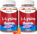 L-Lysine 1000mg Gummies - 지원 피부, 입술, Vegan, 글루텐, 성인, 비타민 조직 건강 & 면역 체계, 아미노산 비타민 보충교재 & 복잡한 보충교재 (2 팩)를 위한 60의 Chewable 리진