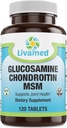 Glucosamine Chondroitin MSM Complete Complex – 무릎, 허리, 엉덩이 및 염증을위한 합동 지원 보조제 - 통증, 통증, 염증 및 염증을위한 이동성 건강 보충 - 120 정제