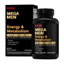 GNC Mega Men Energy & Metabolism Multivitamin Caplets, 임상적으로 더 나은 느낌, 칼로리 연소, 초점, 100mg 카페인, Thermogenic, 면역, B 비타민, 타임 릴리즈, 180 카운트, 90 일 공급