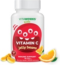 아이 비타민 C 젤리 콩 80mg - 맛있은 천연 오렌지 폭발 맛 - Vegan, GMO-Free, 글루텐 무료, 너트 무료 비타민 - 다이어트 보충 - 면역 지원 - 어린이를위한 - 60 젤리