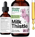 Forever Puppy Milk Thistle Supplement for Dogs - 우유 이틀 추출물이있는 개를위한 간병 지원 - Silymarin 보충제 및 작은 큰 중간 품종을위한 비타민 - Canine Liver Detox Drops - 2 oz