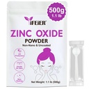 iFEiER 아연 산화물 분말 | 500g (1.1 lb) 100% 순수한 비 나노 피부 보호를 위한 Uncoted 아연 산화물 분말 | DIY 선 스크린, 로션, 탈취제 및 skincare를 위한 화장품 급료 이상