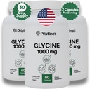PRISTINE의 글리신 1000MG 아미노산 보충교재 수면 지원 캡슐 (3 팩) - 90 일 공급 - 근육 회복, 신장 건강 & 교원질 형성 생산 지원
