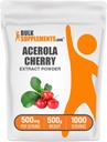 BulkSupplements.com Acerola Cherry Extract Powder - 자연 비타민 C 보충교재, Acerola Cherry Powder - Vegan & Gluten 무료, 500mg, 500g (1.1 lbs) (팩 1)