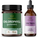 HERBAMAMA Chlorophyll 및 우유 이틀 키트 - 50 mg Chlorophyll Gummies 및 우유 이틀 추출물 Tincture 4 fl oz - Vegan, Non-GMO, 설탕 및 알코올 - 무료 - 2 팩