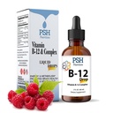 프리미엄 PSH B Complex 액체 드롭 B12 - 천연 에너지 부스터 - 미국 에너지 및 초점 스트레스 완화 및 에너지 및 면역 지원을위한 보충 - 2 fl oz