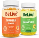 Relaxation, Sleep, Inmune Support 및 Mobility Support를 위한 BeLive Bundle 마그네슘 및 Turmeric Gummies