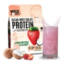 WILD SOCIETY - 명확한 Whey Protein + Electrolytes - Whey Protein Isolate Powder - 20g Protein, 0 Sugar 추가, GMO-Free, 천연 향 및 색상 - 딸기 코코넛, 16 oz