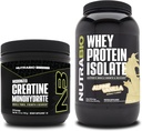 NutraBio Creatine Monohydrate, Unflavored, 150g 및 Whey Protein Isolate, Alpine Vanilla, 보충 번들 - 근육 에너지, Lean 근육 성장, 회복 및 힘
