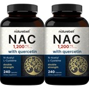 2 팩 NAC 보충 (N-Acetyl Cysteine)와 Quercetin, 서빙 당 1,200mg, 480 캡슐 | 두 배 힘 산화 방지제는 면역, 간결, & 폐 건강에 대한 지원 – 비 GMO