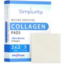 Collagen Dressing Pads - 2 "x 2"Wounds 용 5 카운트 콜라겐 패드 - 부상 치료를위한 비 숙련 된 콜라겐 드레스 - 안전 n ' 간단한 부상 치료 용품