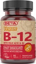 Deva Vegan 비타민 B12 빠른 용해 보충교재 - 1000 Mcg Methylcobalamin B12, Folic 산, B6 - 레몬 맛 - 90의 Dissolvable 정제, 1 팩을 가진 한 번 당 일 복잡한