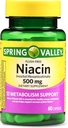 Spring Valley Flush-free Niacin 500 mg 대사 지원, 60의 캡슐 (포장 2)